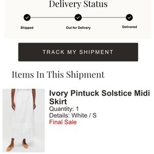 Ivory Pintuck Solstice Midi Skirt - White / S